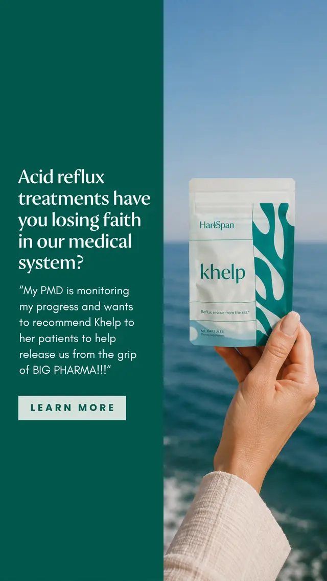 Ad for Khelp®: All-natural reflux solution