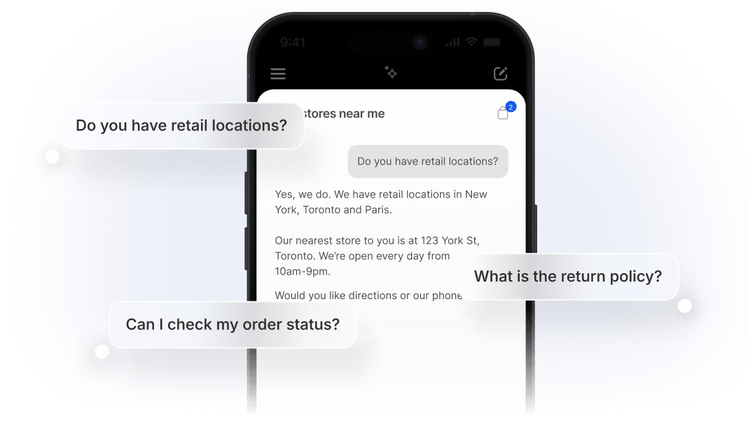 Knowledge Base app interface for controlling brand content and shopper questions in AI conversations