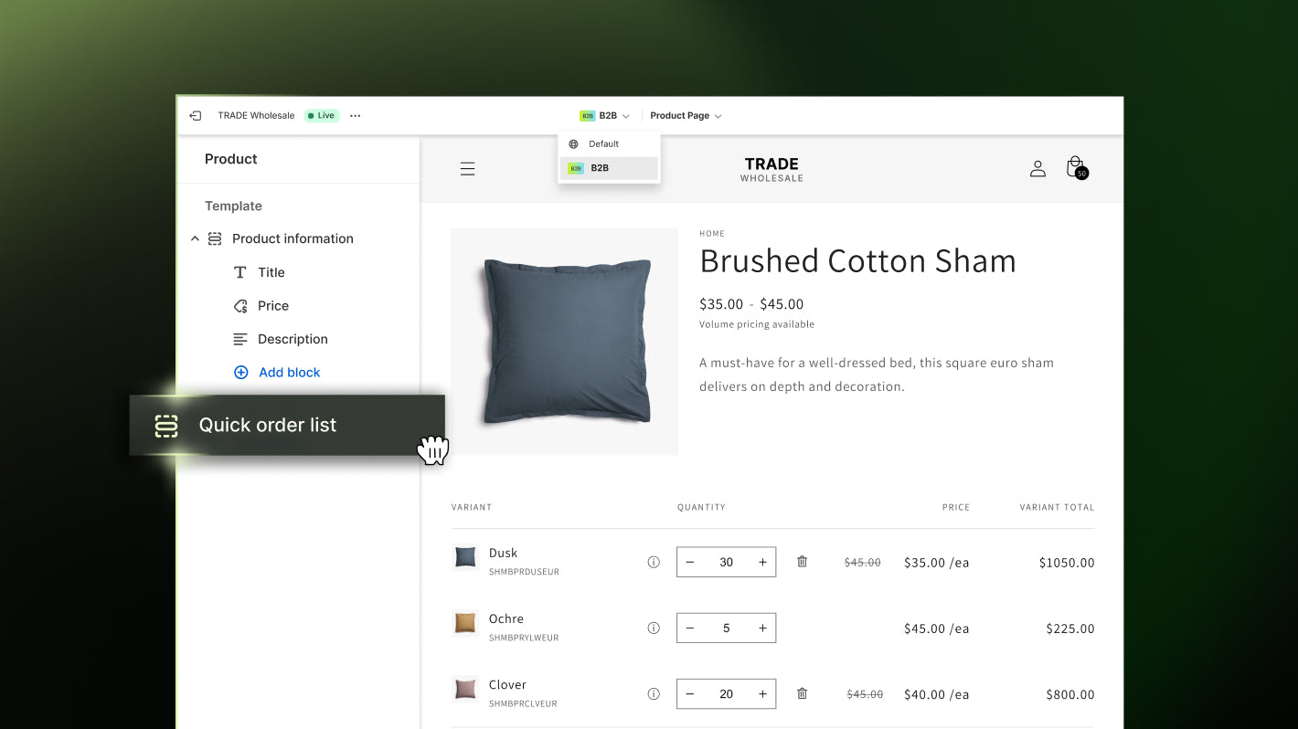 A product page detailing how you can customize products simply by dragging and dropping.
