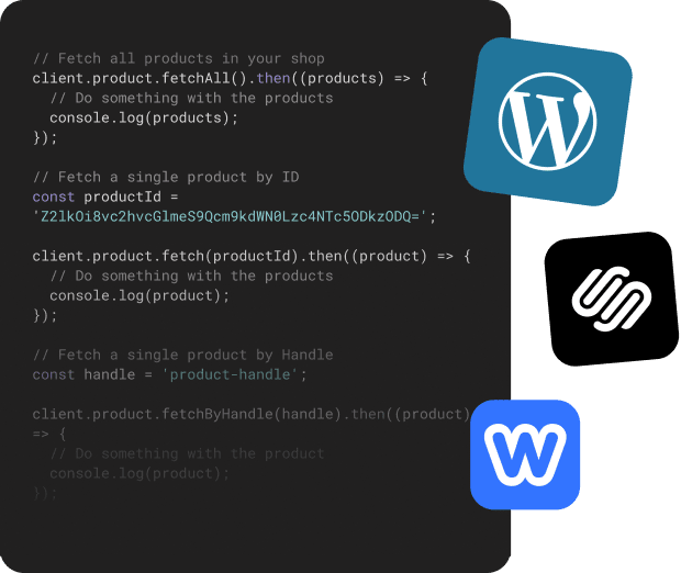 A Javascript interface with e-commerce company logos on the side
