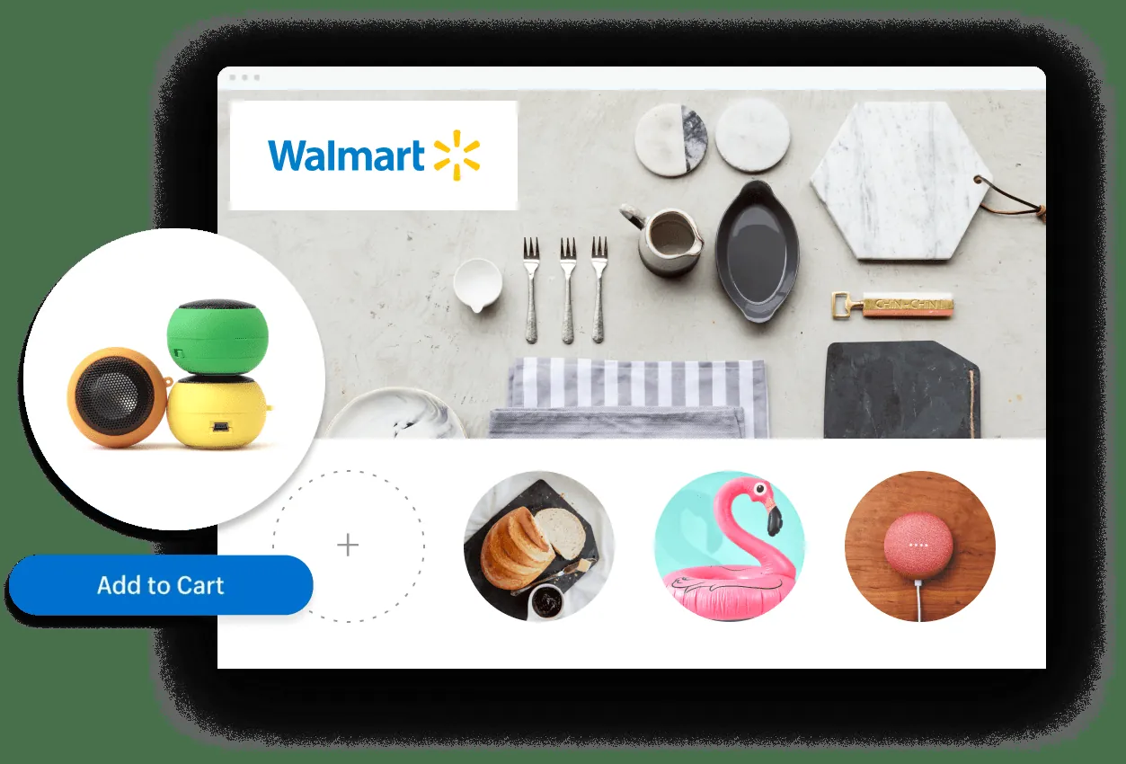 An interface showing home goods for sale on Walmart.