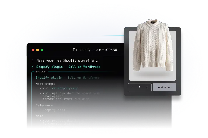 A product for sale online. Under the product, an excerpt of website code.