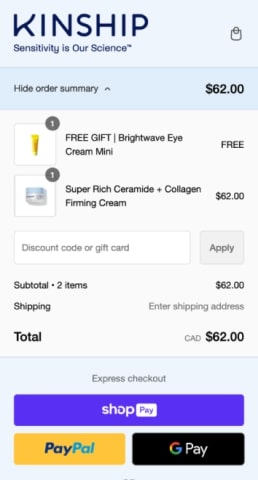 The checkout screen for a company named Oatly! showing a shopper buying oat milk. There is a custom message in the Shipping Address section asking the shopper to double check their address.