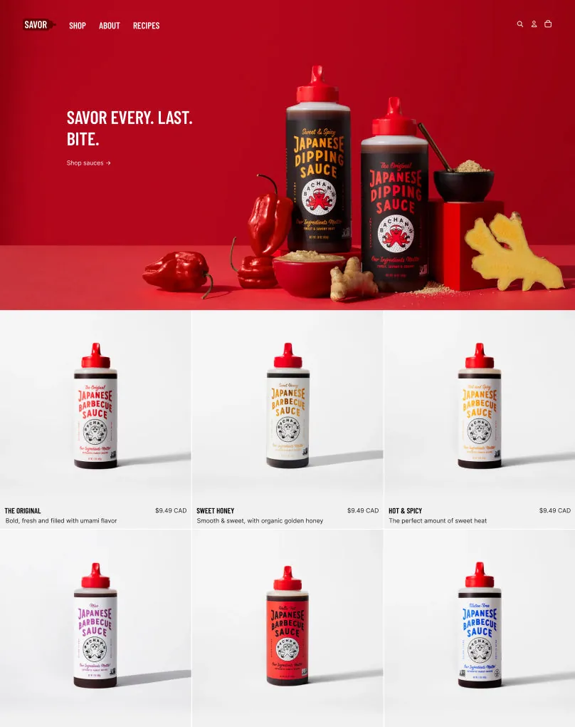 Preview of Savor, a Horizon theme with bright, open layouts that bring out the spice in your offerings and create an irresistible visual feast.