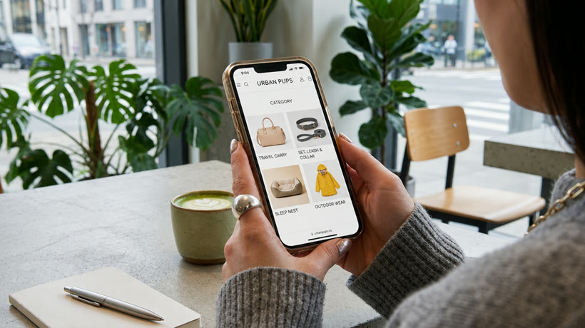 Person looking at a shopping app on a phone