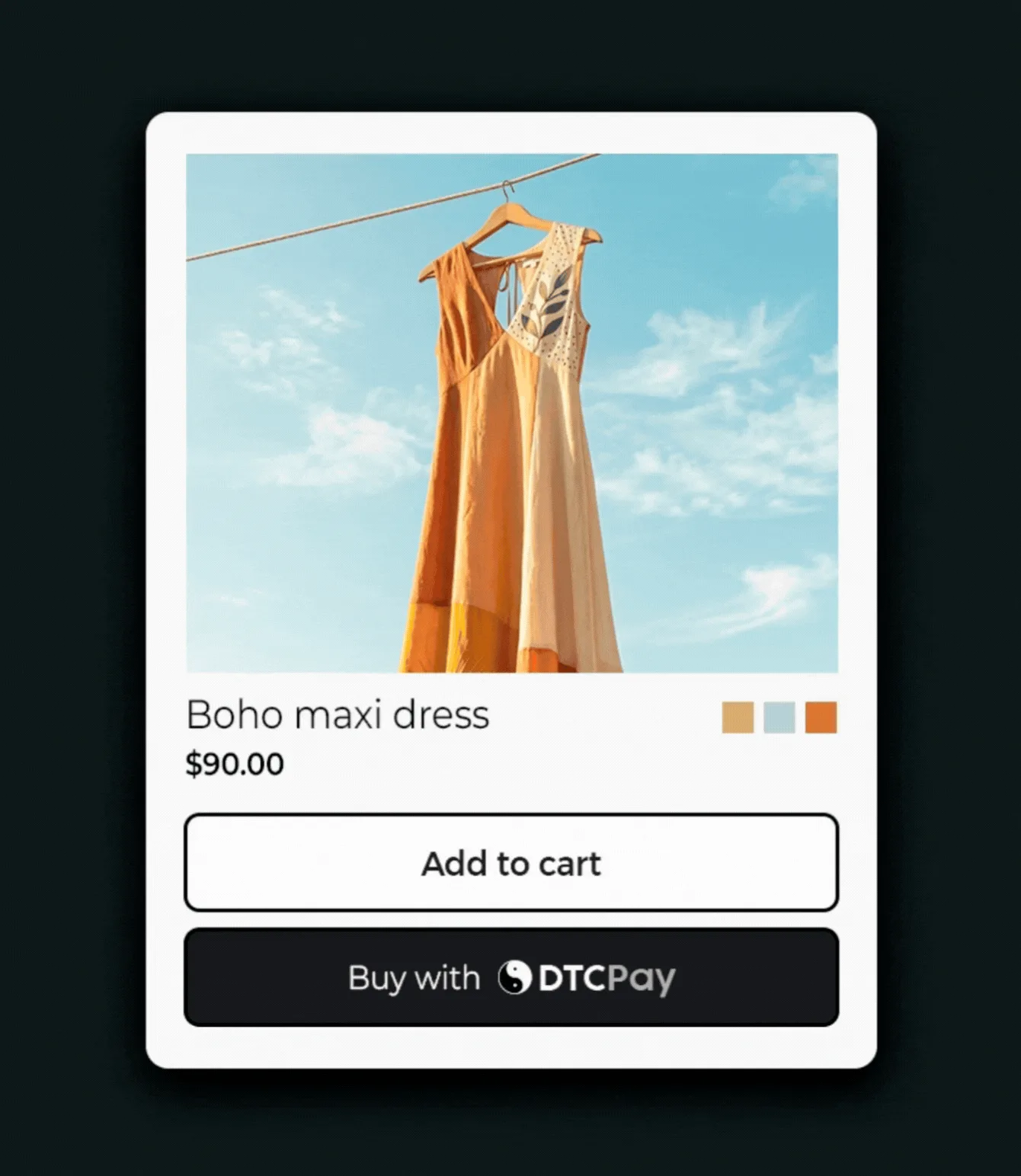 Animation showing DTC Pay accelerating checkout inside PlatformDTC.