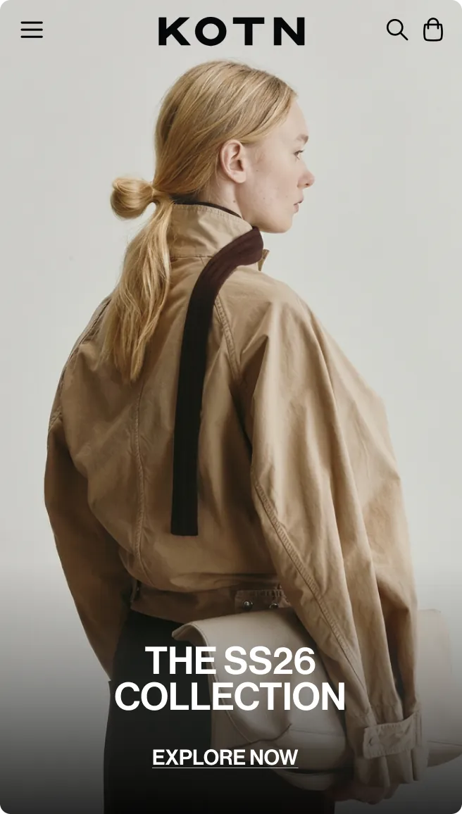 Image of Kotn website selling ethically made essentials